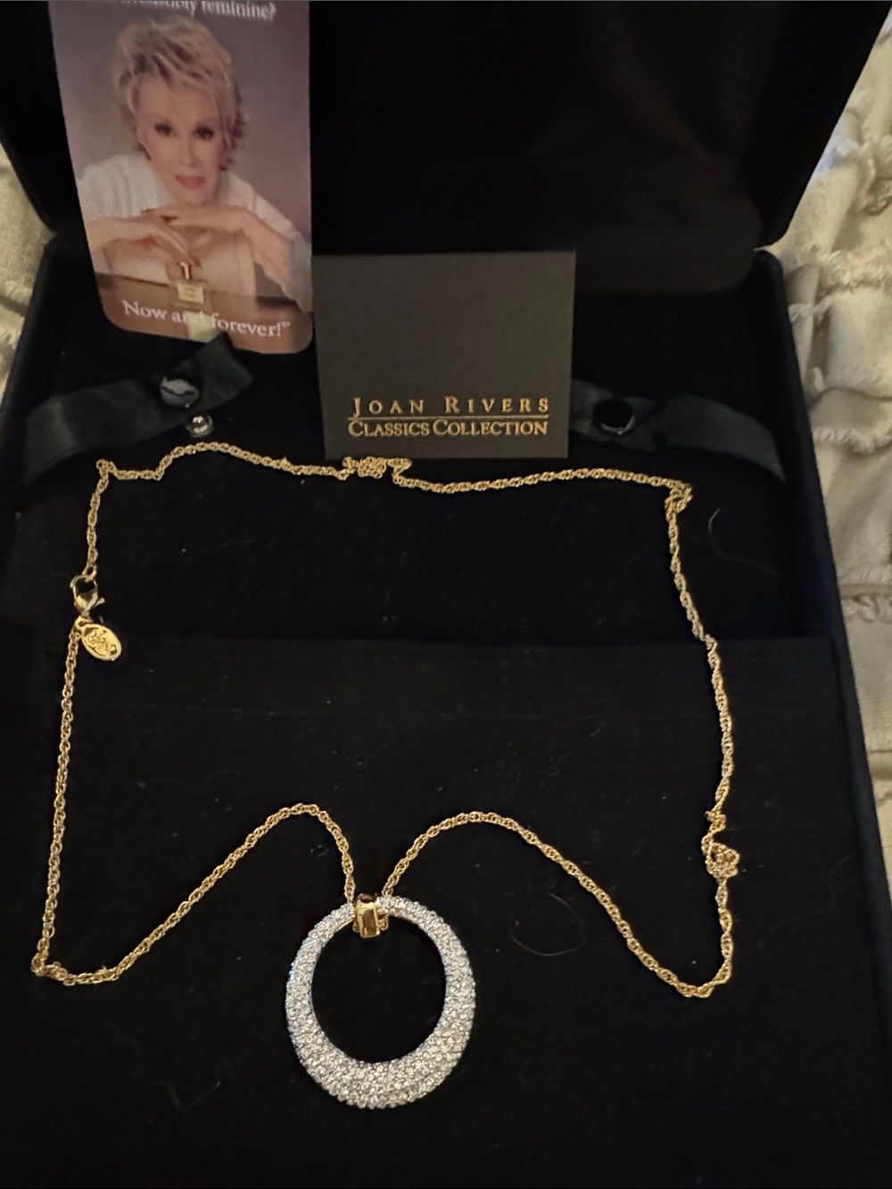 Joan Rivers Gold Chain Necklace with Silver Pave Circle Pendant